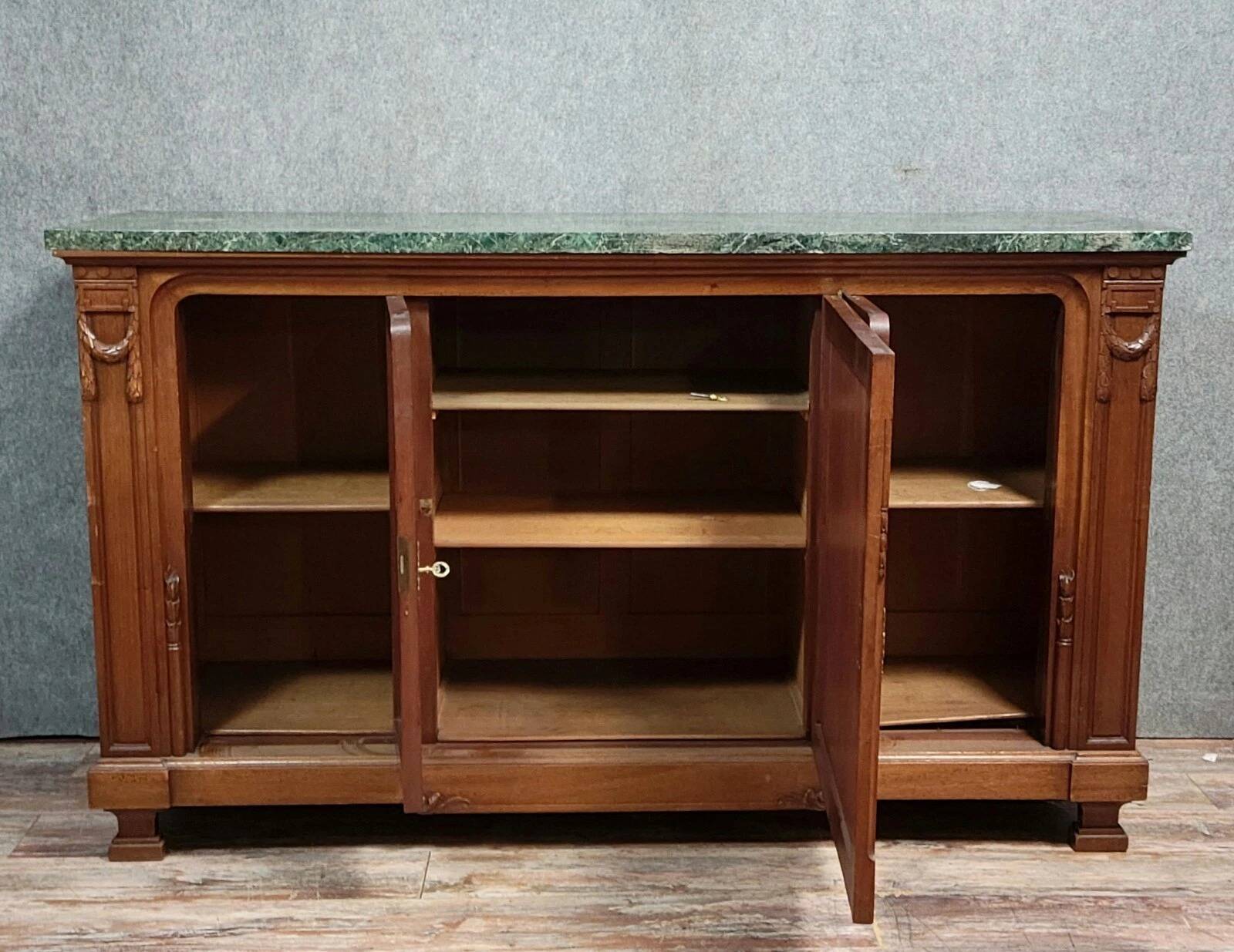 Louis XVI style mahogany and burl wood sideboard, 19th century
