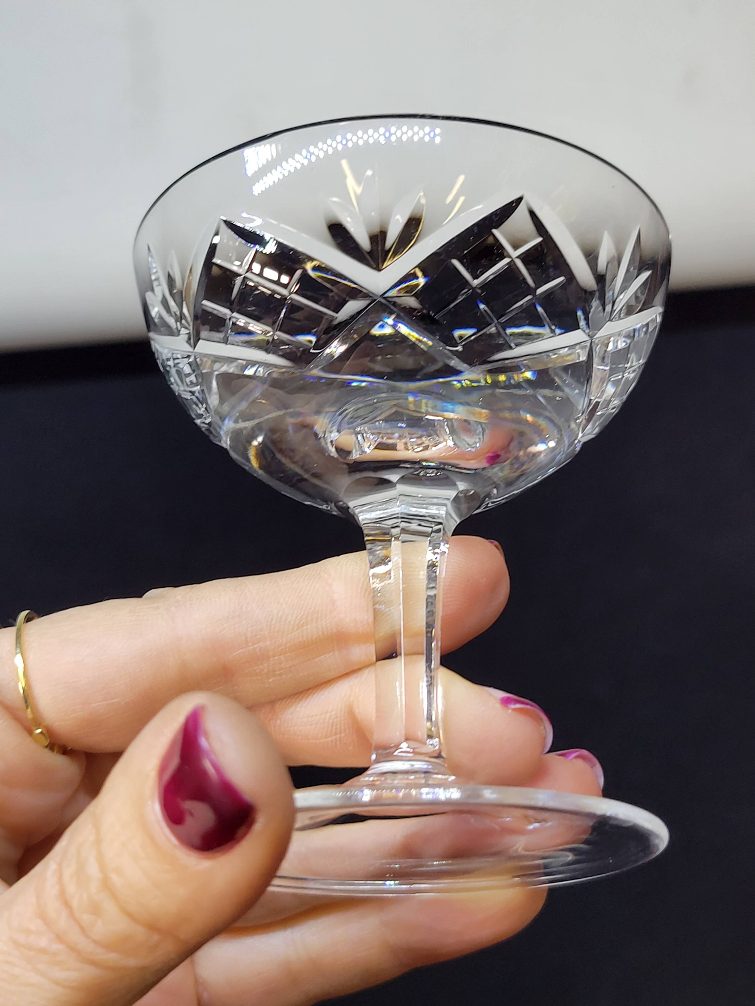 5 small cut crystal digestif cups