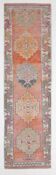 3x11 Terracotta Vintage Runner Rug For Kitchen, 88x344 Cm
