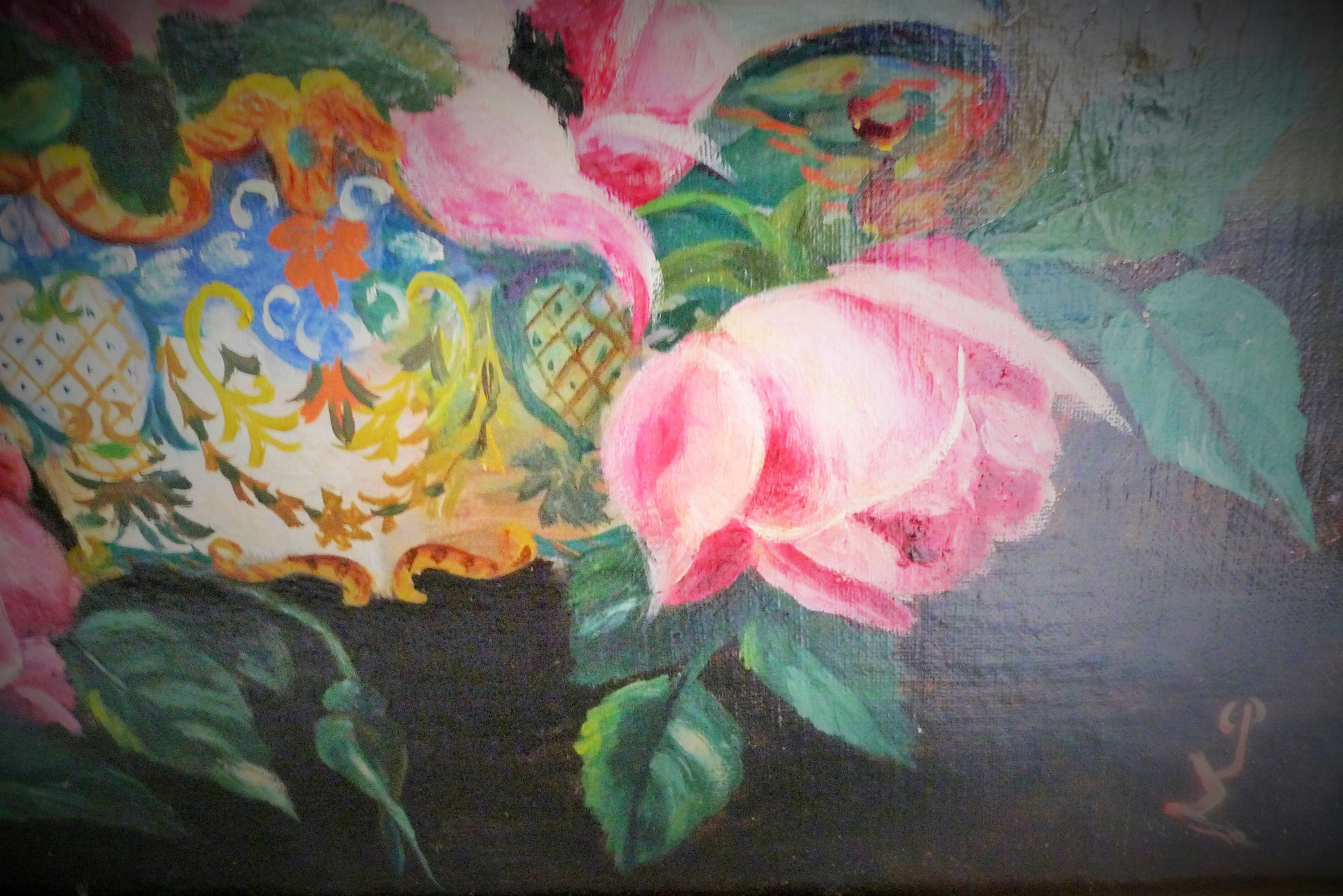 Tableau art deco bouquet de roese
