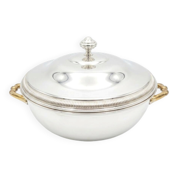 Soup tureen or vegetable dish in silver-plated metal – French silversmithing