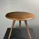 Midcentury wood turned barley twist side table with cork screw legs 1950s