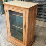 Antique farmhouse display cabinet made of pine wood