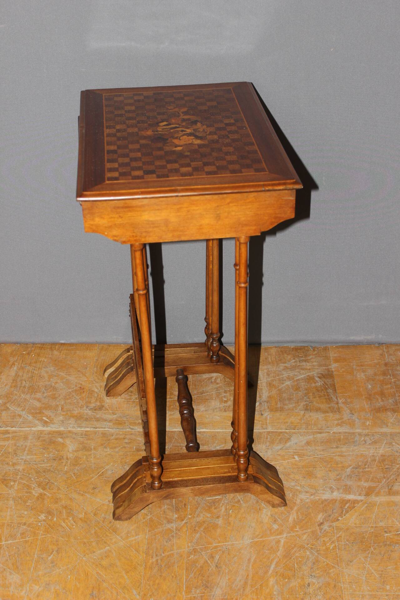 Set of Four Nesting Tables in Flower Marquetry circa 1900