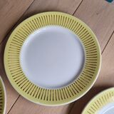 Lot de 9 assiettes plates jaune et doré