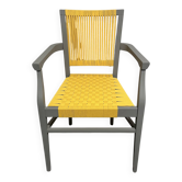 Revisited vintage armchair – handmade yellow weaving