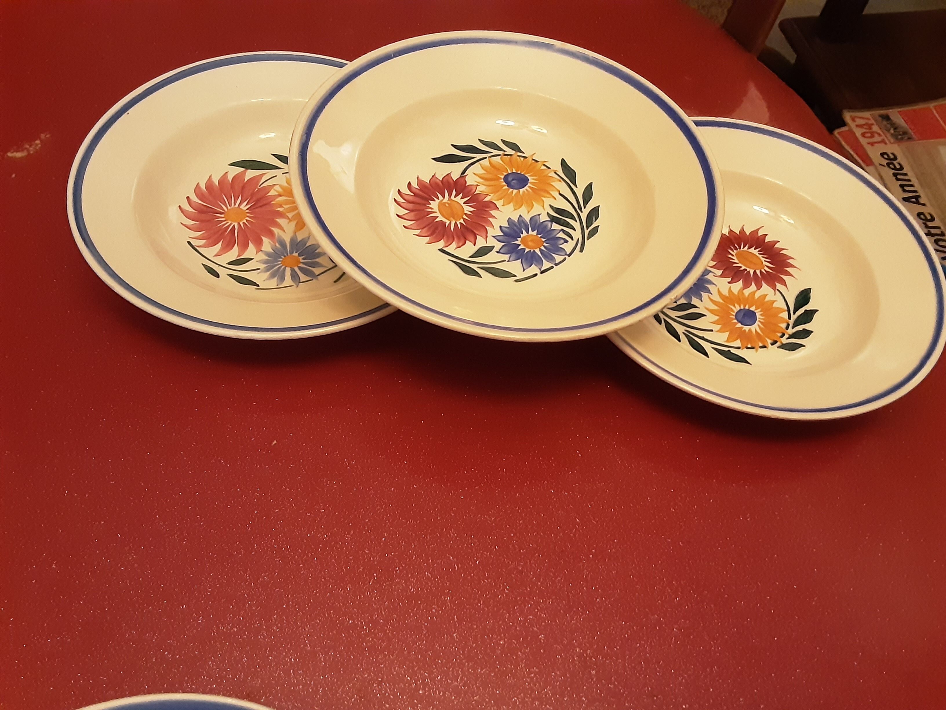 5 assiettes faience  luneville keller et guerin  luneville  modele  rustique
