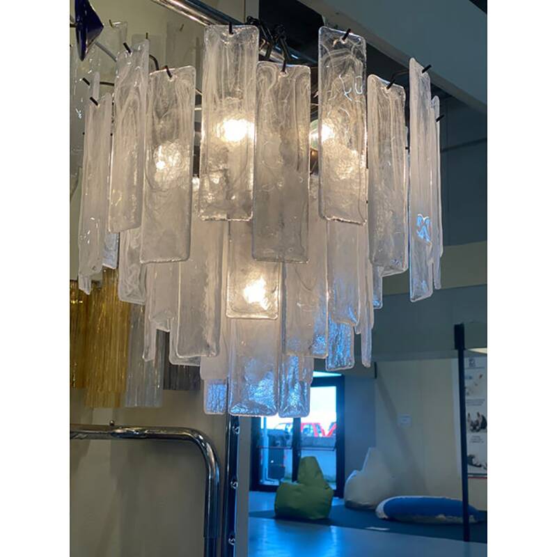Contemporary Strips “listelli Alabastro” Murano Glass Chandelier