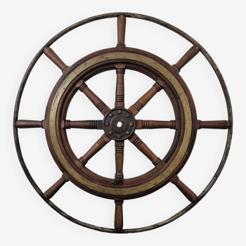 Old large boat wheel helm - Marine antiques