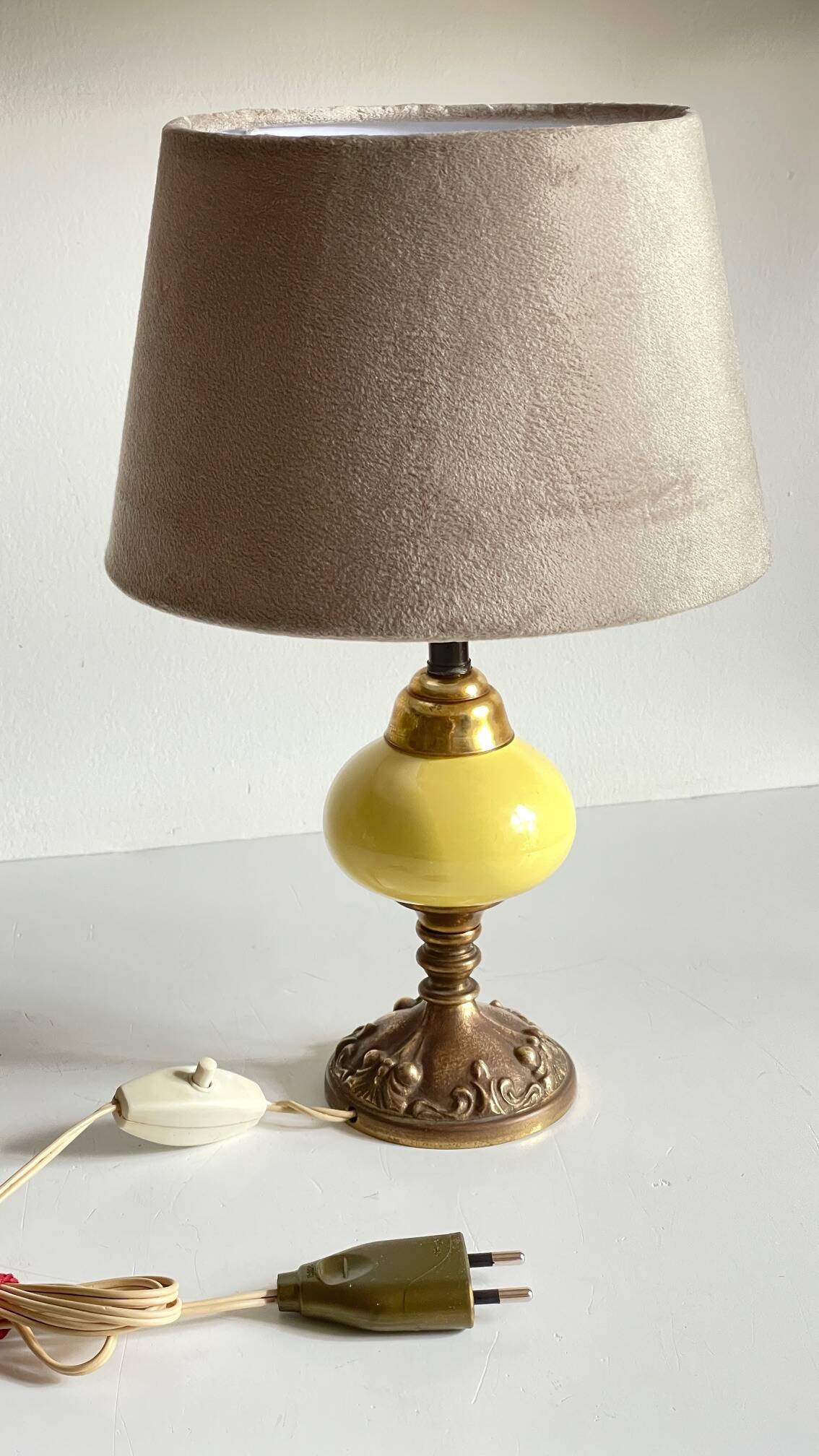 Old ceramic and bronze lamp