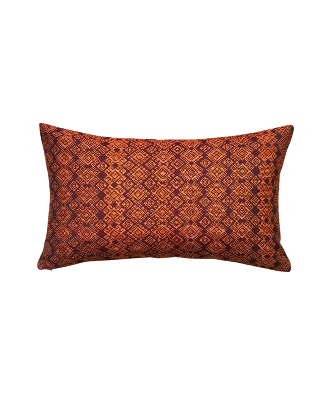 Burgundy and orange Kachin cushion cover (RIDA)
