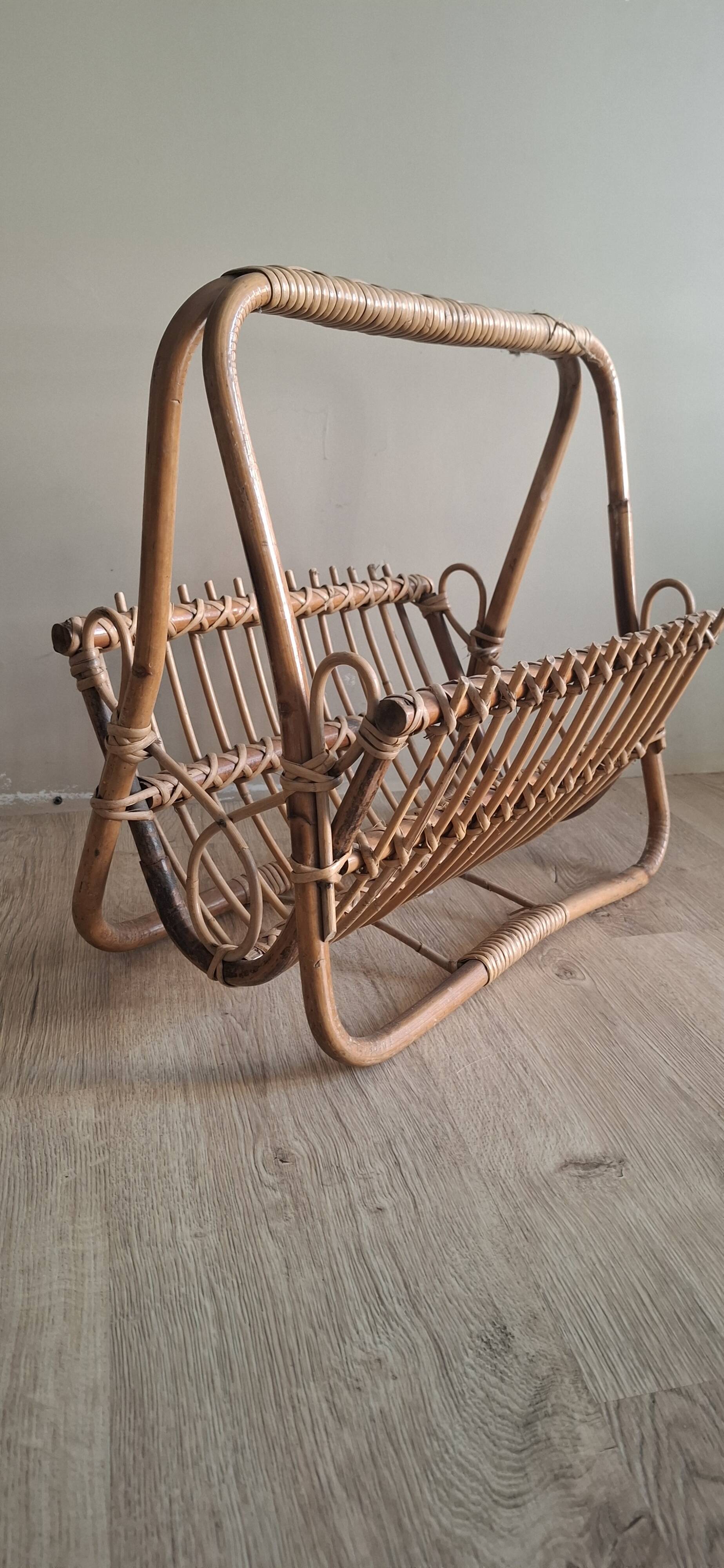 Rattan magazine rack