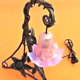 Art nouveau era wrought iron lamp tripod foot, decor foliage and roses