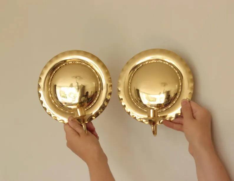 Pair of Swedish Mid-Century Brass Wall Sconces
