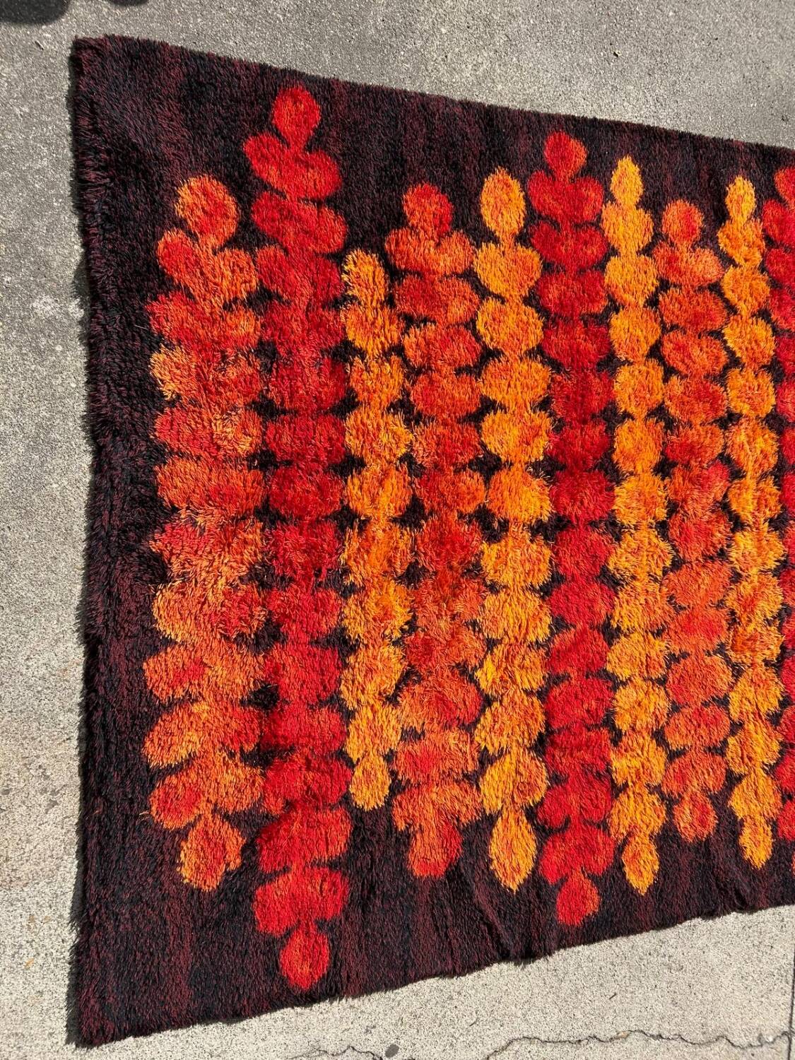 Large Vintage Scandinavian Space Age Wool Rug Circa 1970