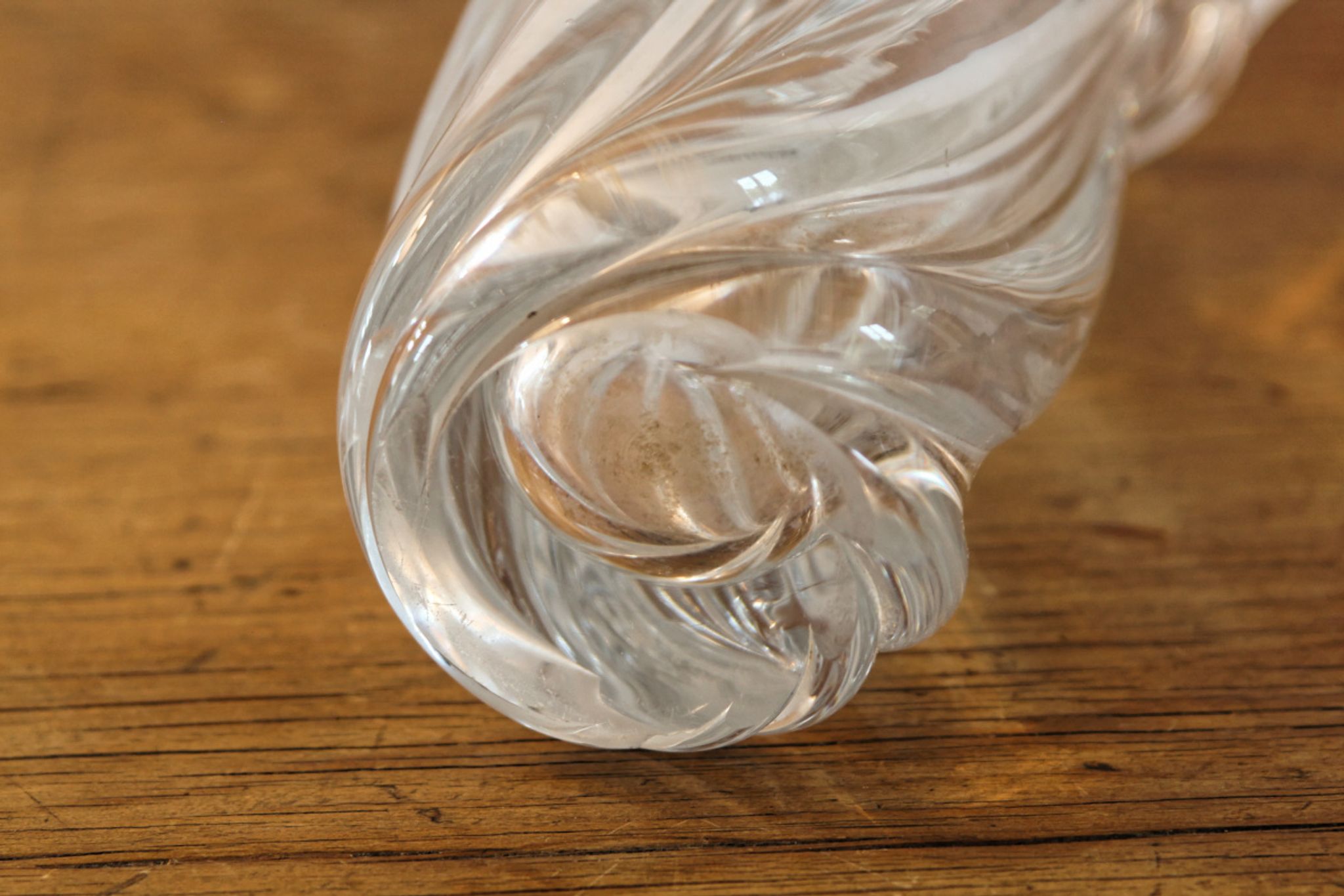 Twisted crystal vase, signed
