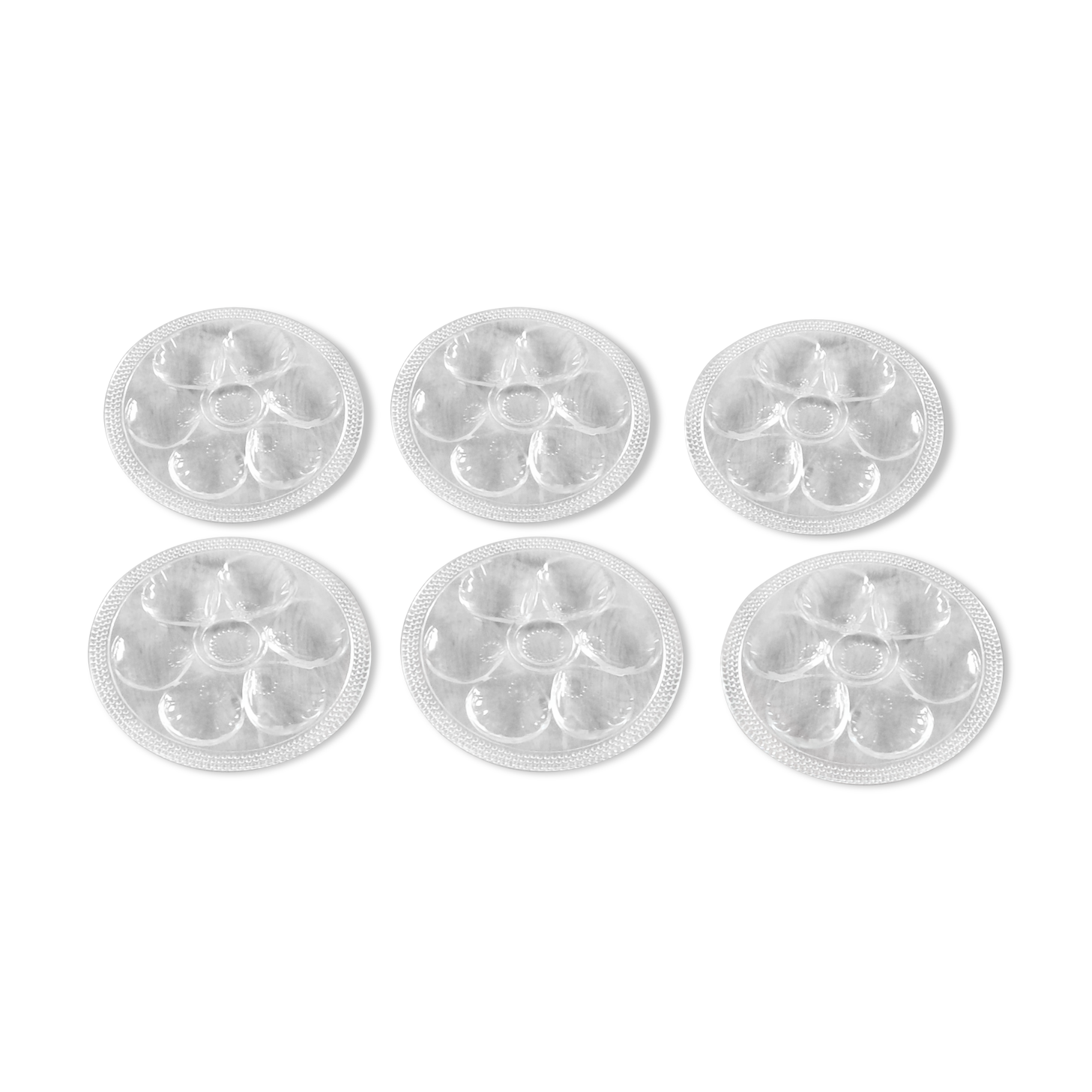 6 Glass oyster plates