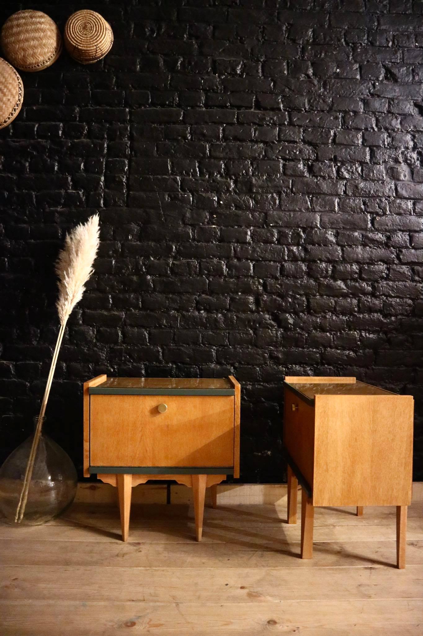 Pair of vintage bedsides