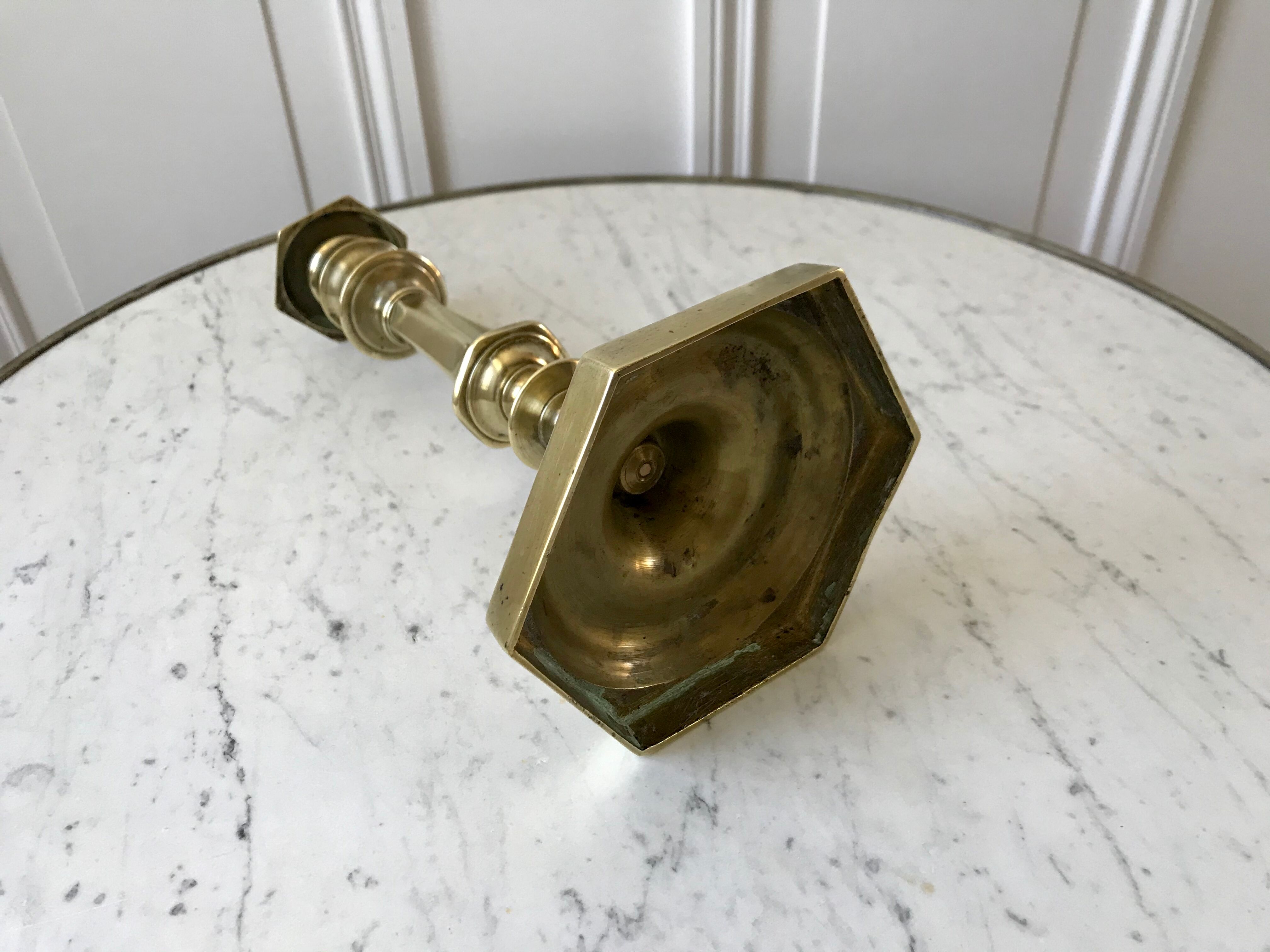 Candle holder / candlestick in golden brass 20s