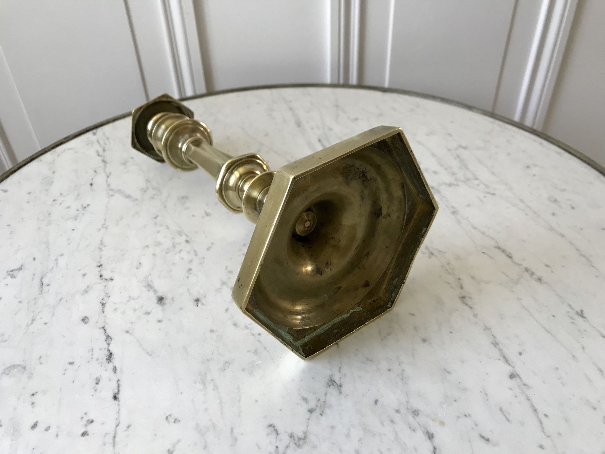 Candle holder / candlestick in golden brass 20s