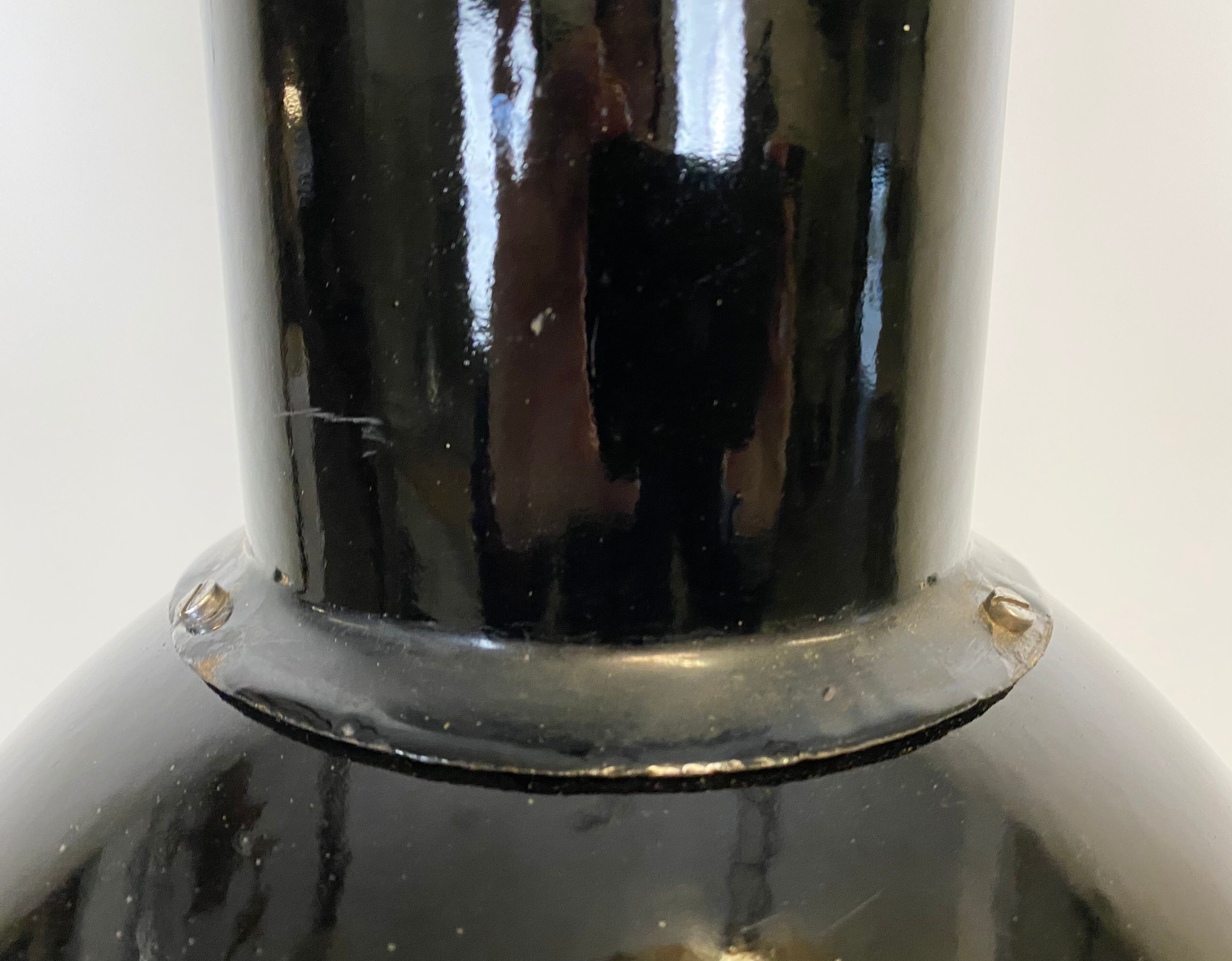 Industrial bauhaus black enamel pendant lamp, 1930s