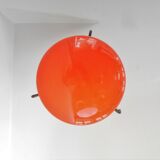 Vintage orange glass and brass ceiling lamp