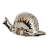 Vintage butter dish, silver-plated snail, salt shaker, 1950s.