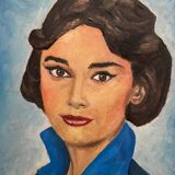 Portrait de femme huile sur isorel XXe
