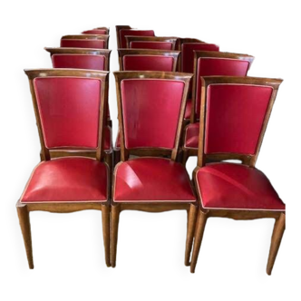 Lot de 12 chaises en bois et skaï