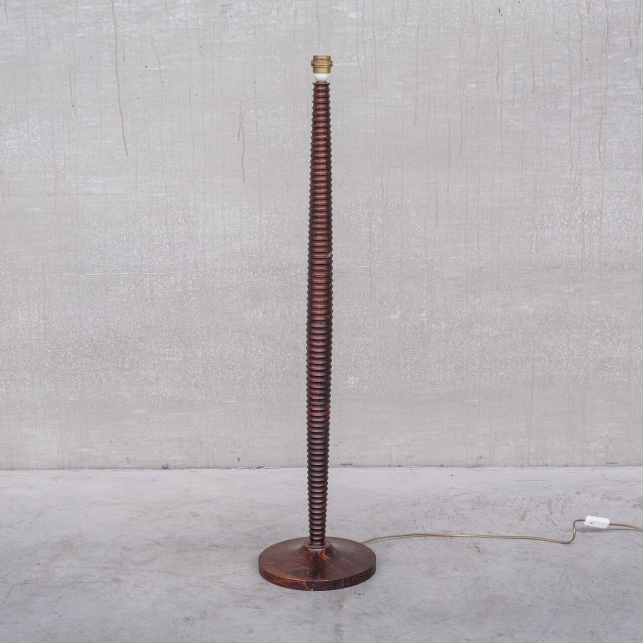 Turned wooden french mid-century floor lamp
