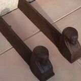 Paire de chenets de cheminées anciens en fonte
