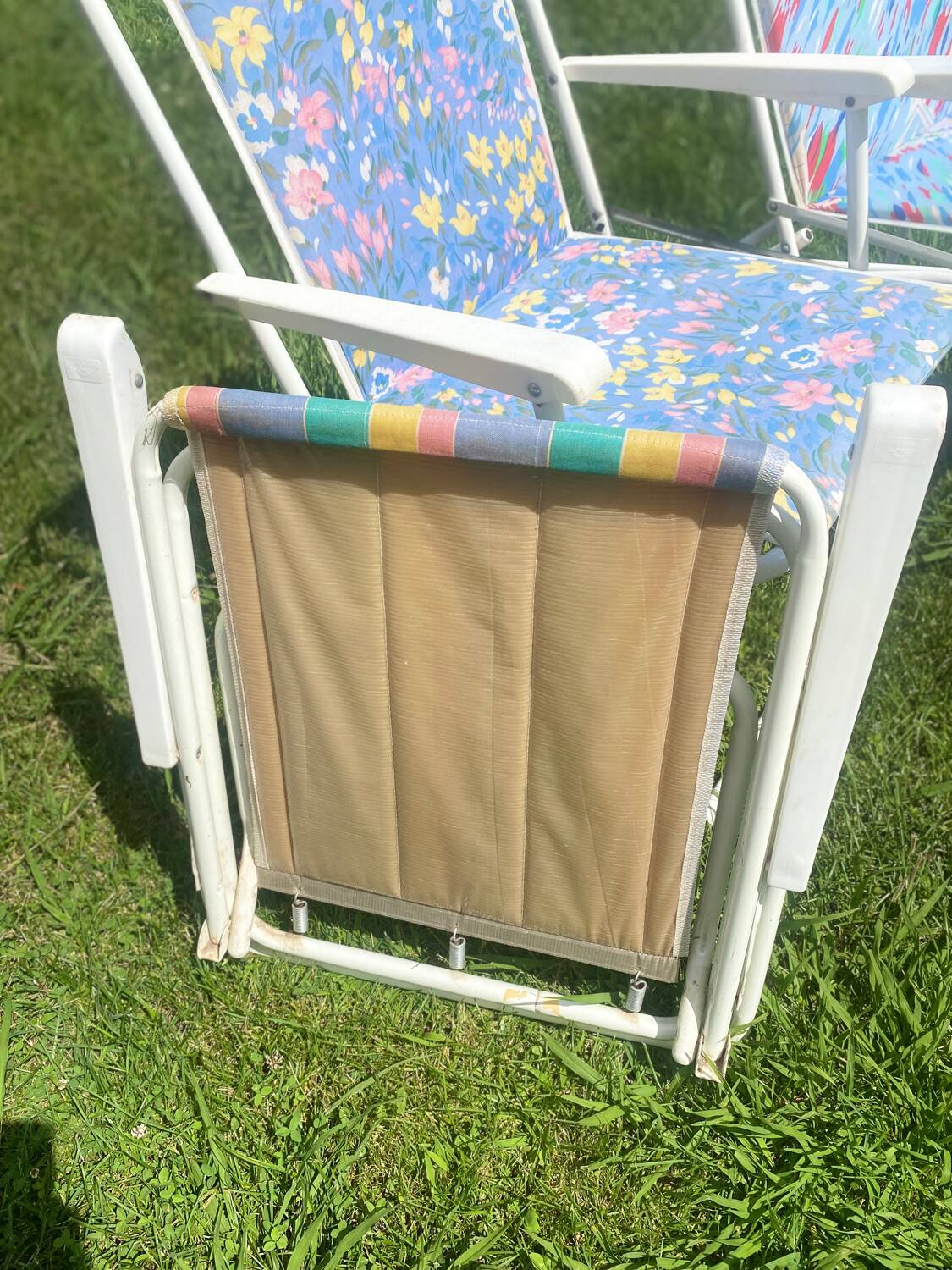 Chaise camping vintage rayée