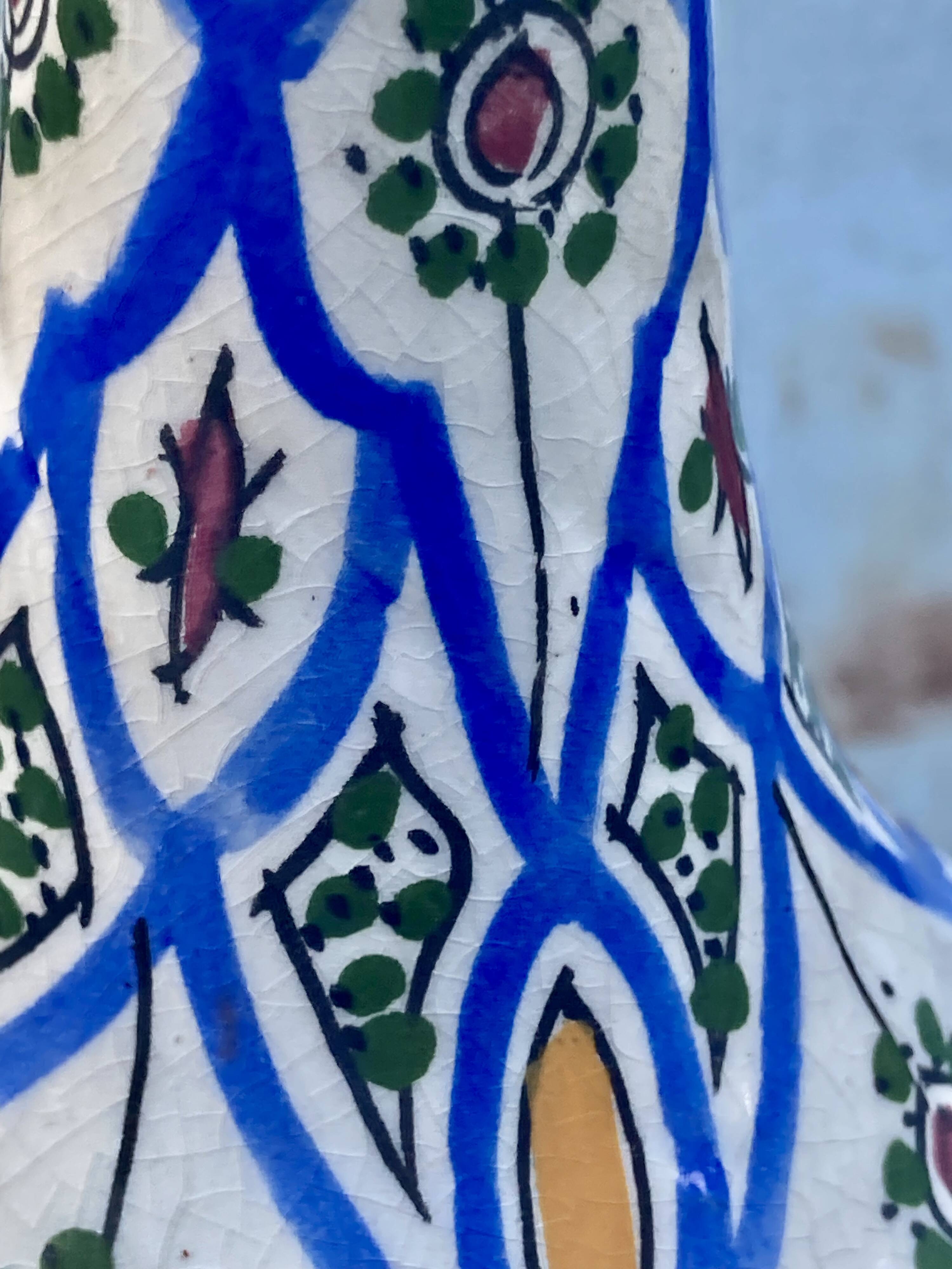 Antique Moroccan Ceramic Vase Signed - XXL Size