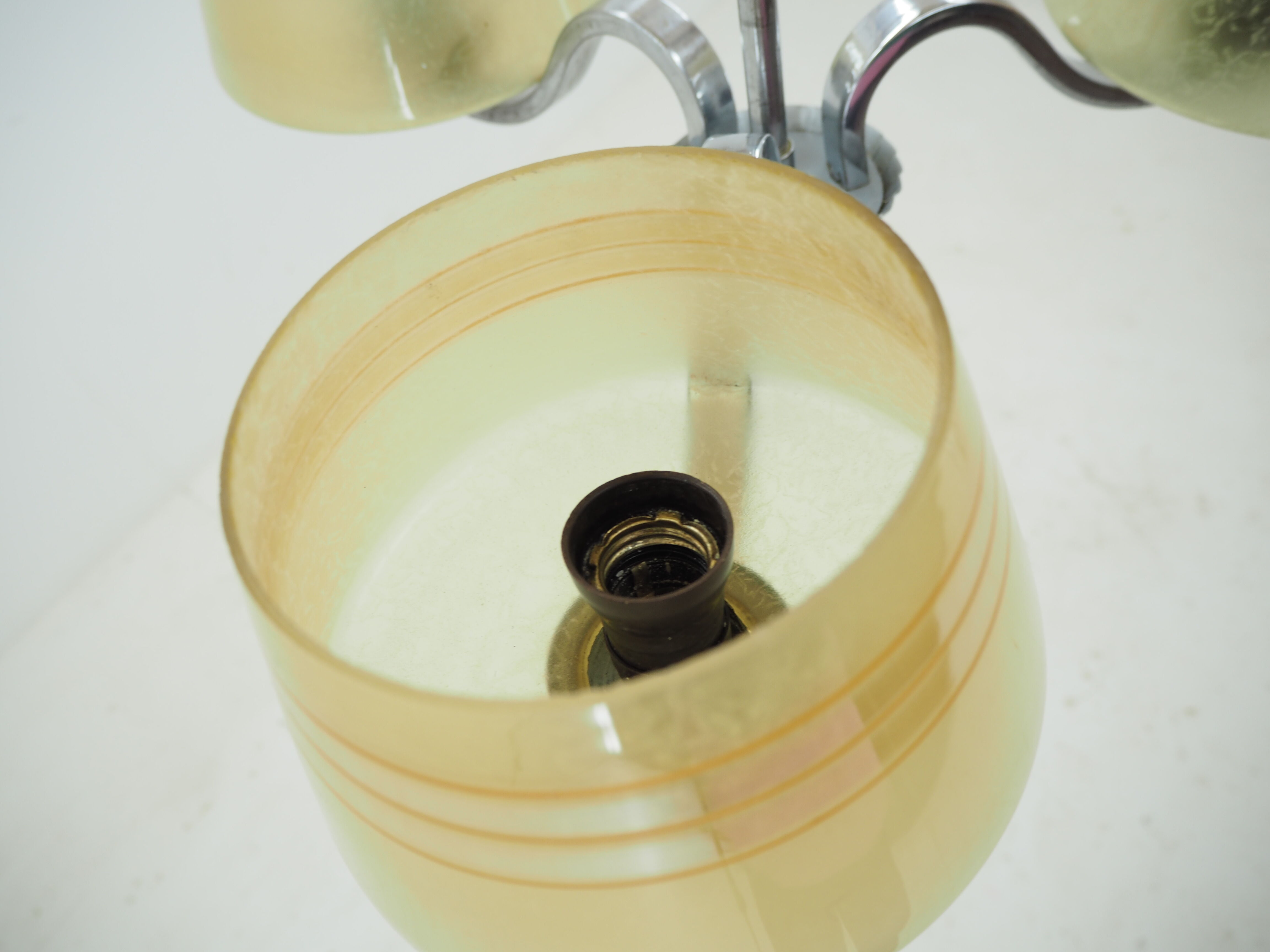 Midcentury Chrome and Glass Chandelier, Czechoslovakia 1960s