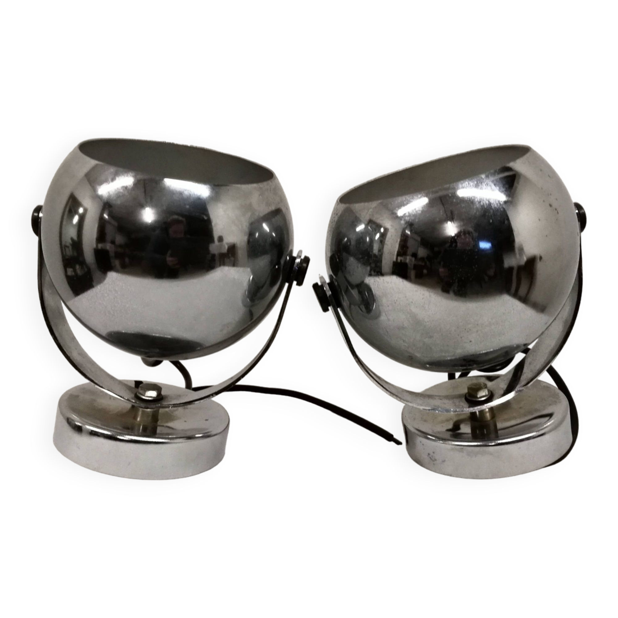 Pair of vintage chrome spotlights from the 70s