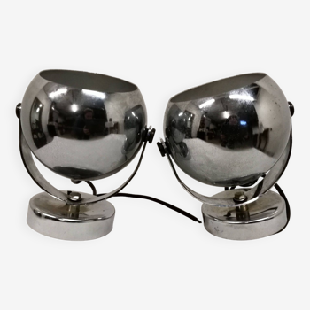 Pair of vintage chrome spotlights from the 70s