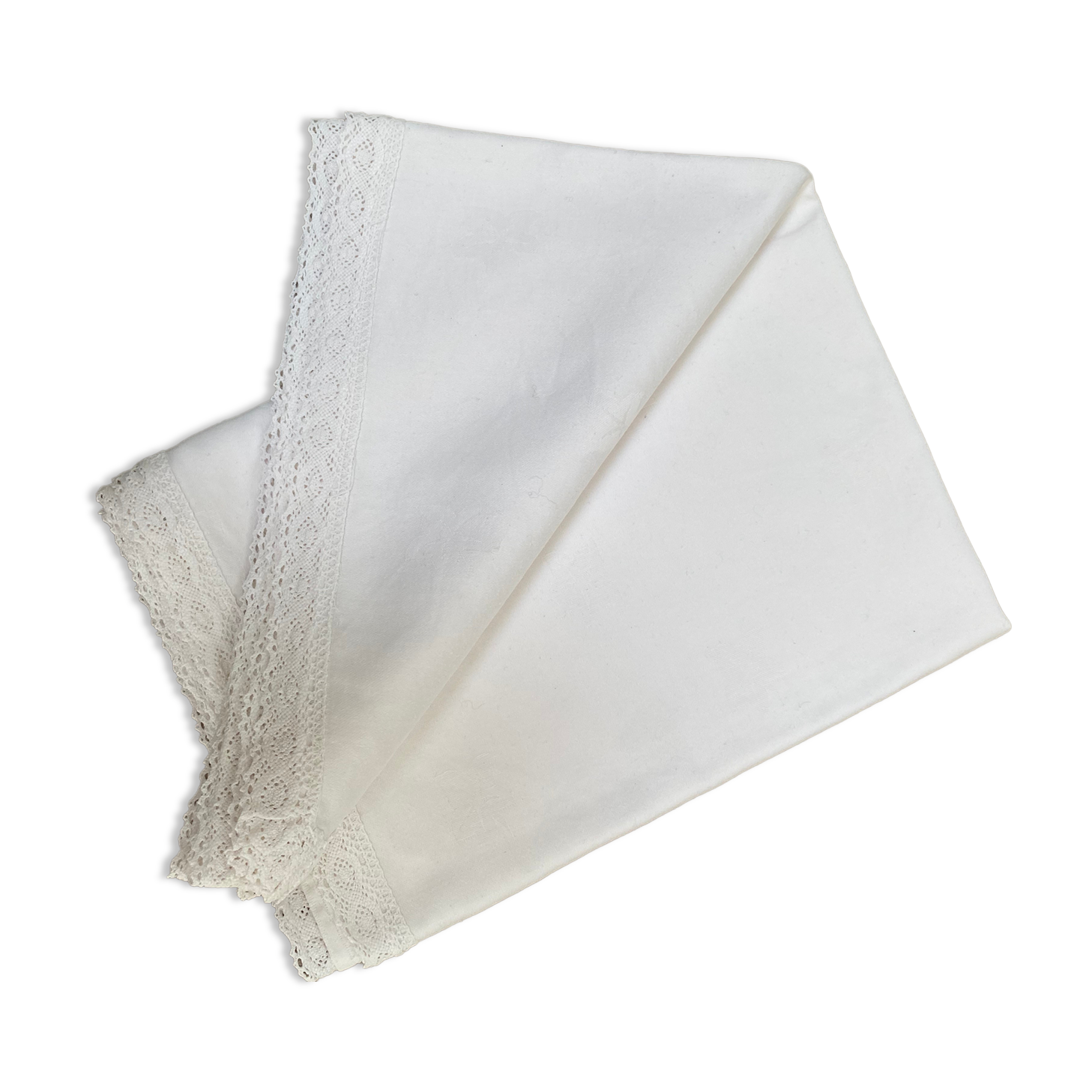 Ancienne nappe blanche brodée 100 x 150