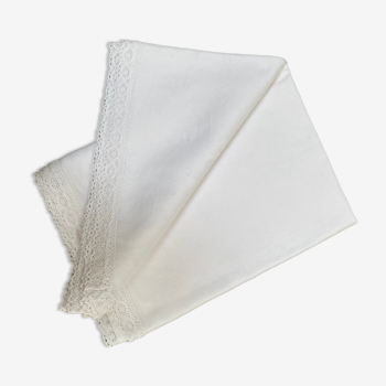 Ancienne nappe blanche brodée 100 x 150