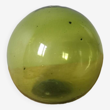 Green hand-crafted vintage mouth-blown glass ball