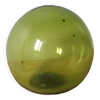 Green hand-crafted vintage mouth-blown glass ball