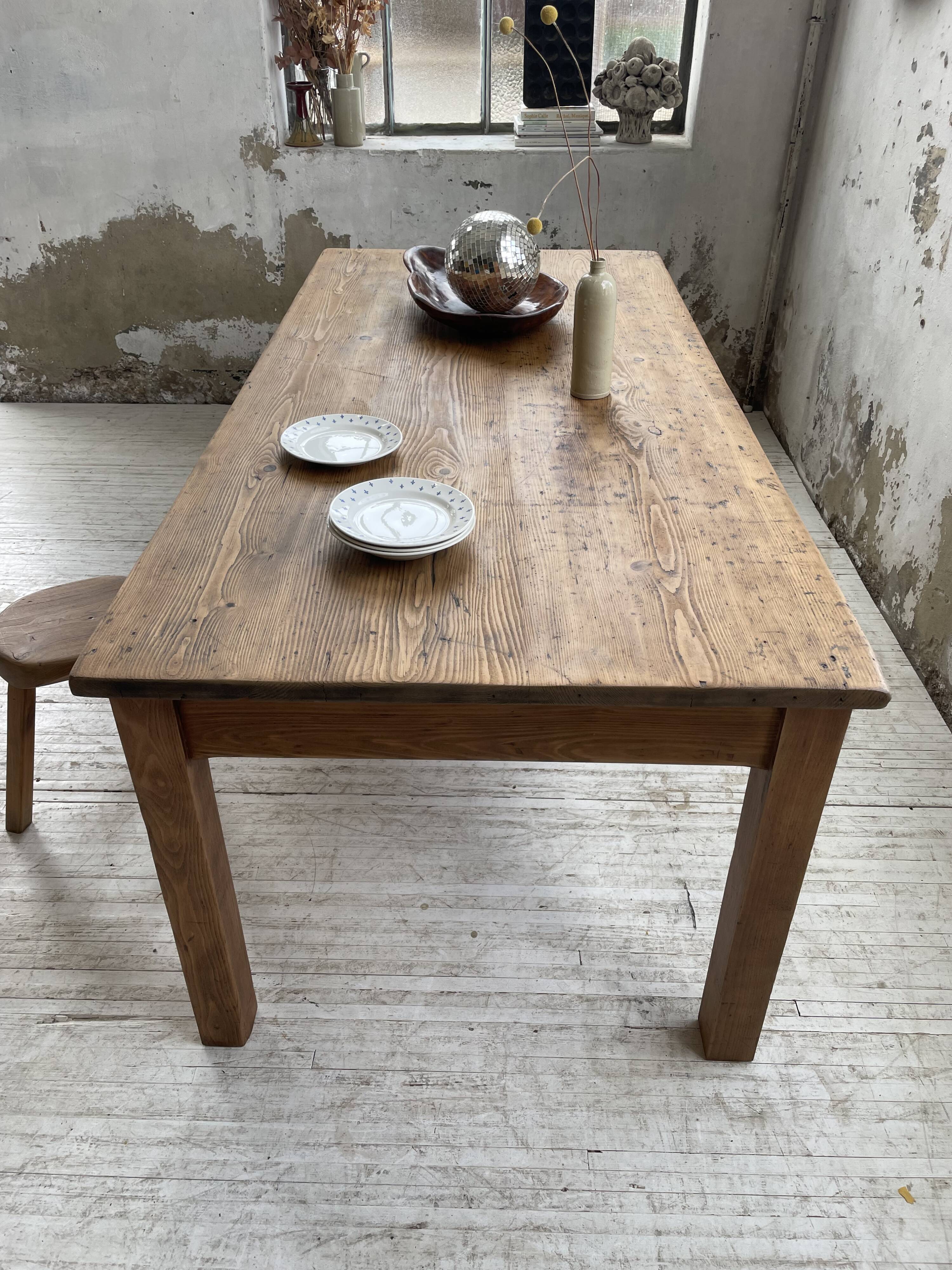 Farmhouse table in elm and pine 2m