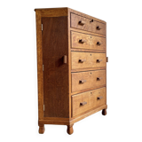 Art deco oak corner unit with drawers