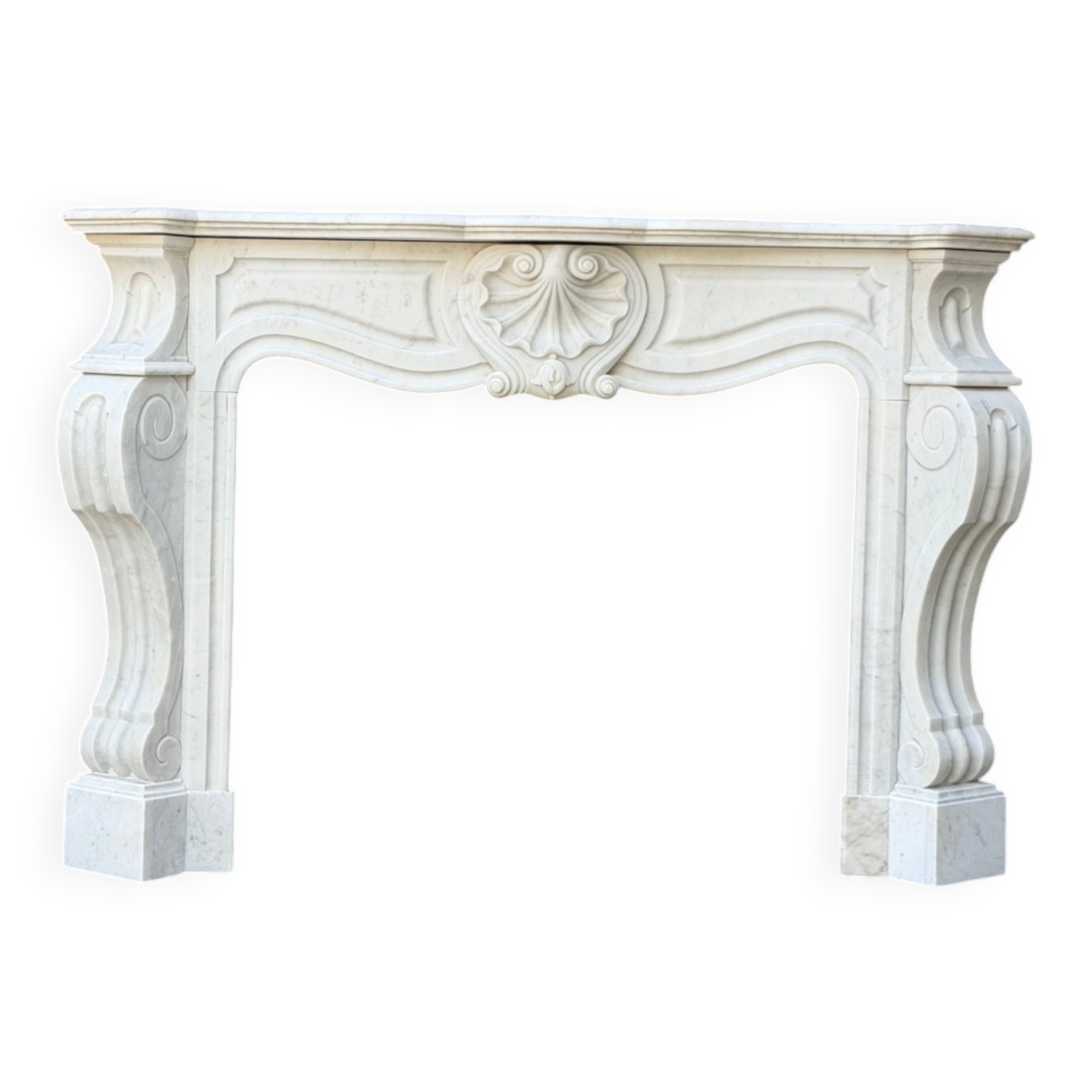 Napoleon III fireplace in white Carrara marble, circa 1880.