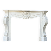 Cheminée Napoléon III en marbre blanc de Carrare, vers 1880