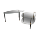 Pair of two 1950s glass and metal coffee tables, in the style of Edoardo Paoli