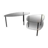 Duo de 2 tables basses en verre et métal des années 1950 , dans le style de Edoardo Paoli