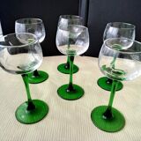 6 Alsace white wine glasses with engraved decoration