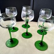6 engraved white wine glasses from Alsace