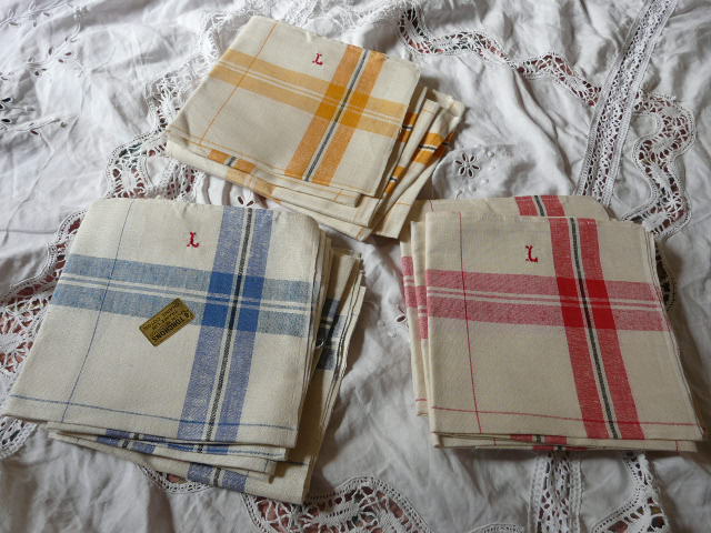 12 old tea towels in new mestizo monogram L