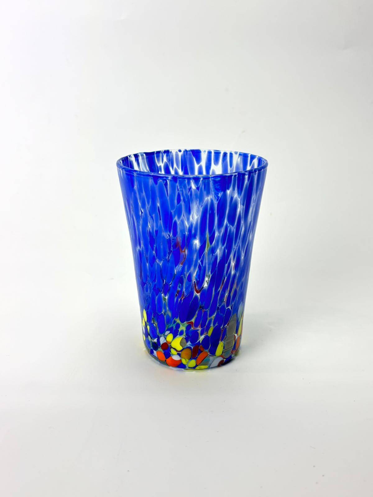 Set of 6 blown glass Venetian glasses with Murano murrine.